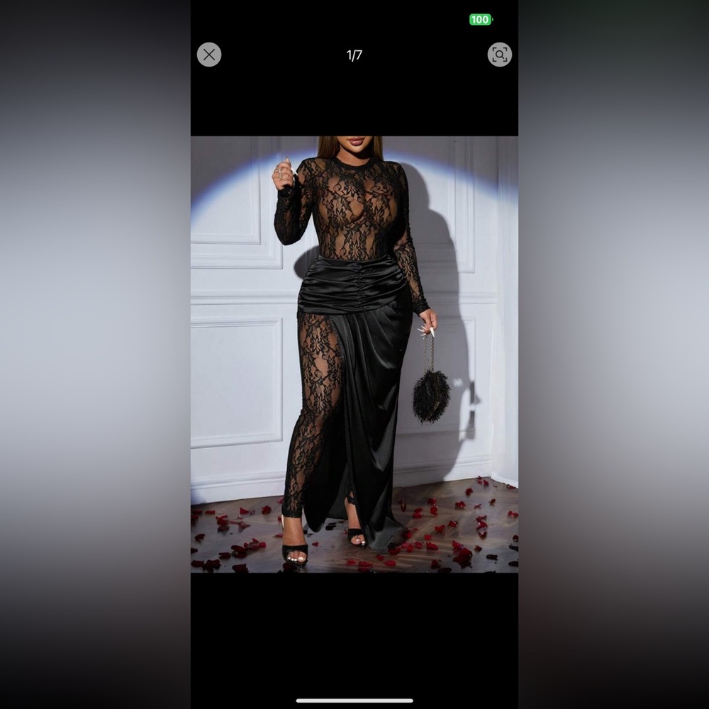 Elegant Black Lace Evening Gown